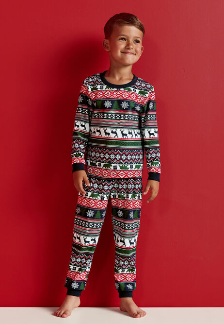 Boys Navy Fairisle Family Pyjama Set