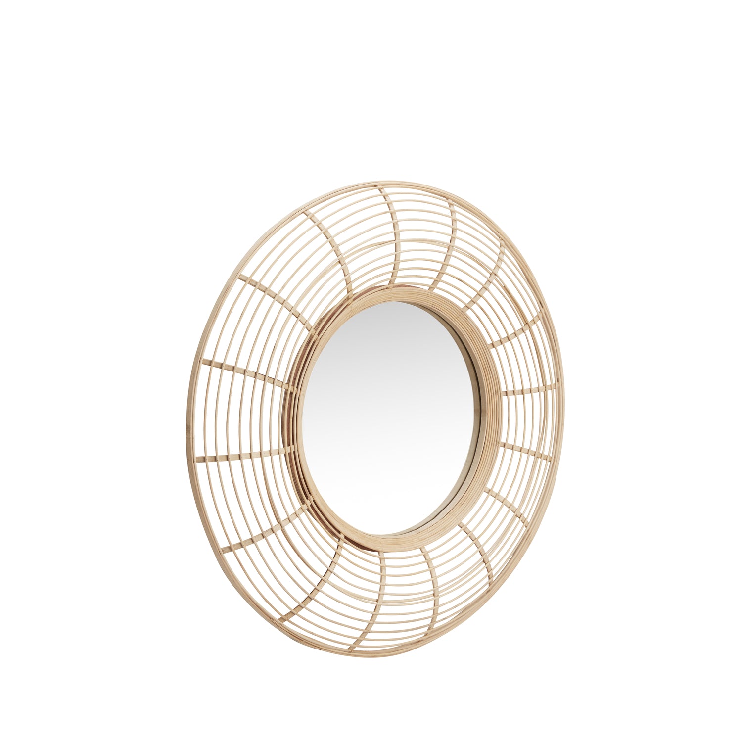 Hübsch spiegel Charm - bamboe/spiegelglas - ø80xh8cm