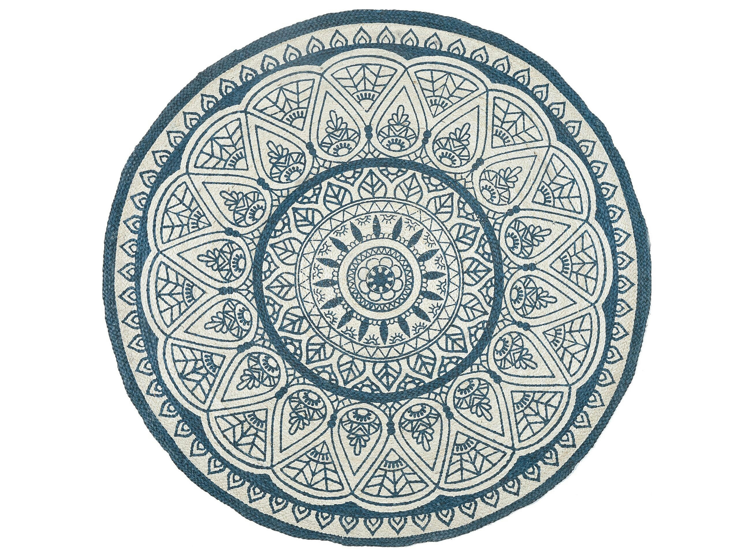 ANADERE - Tapis en tissu bleu 120x120cm