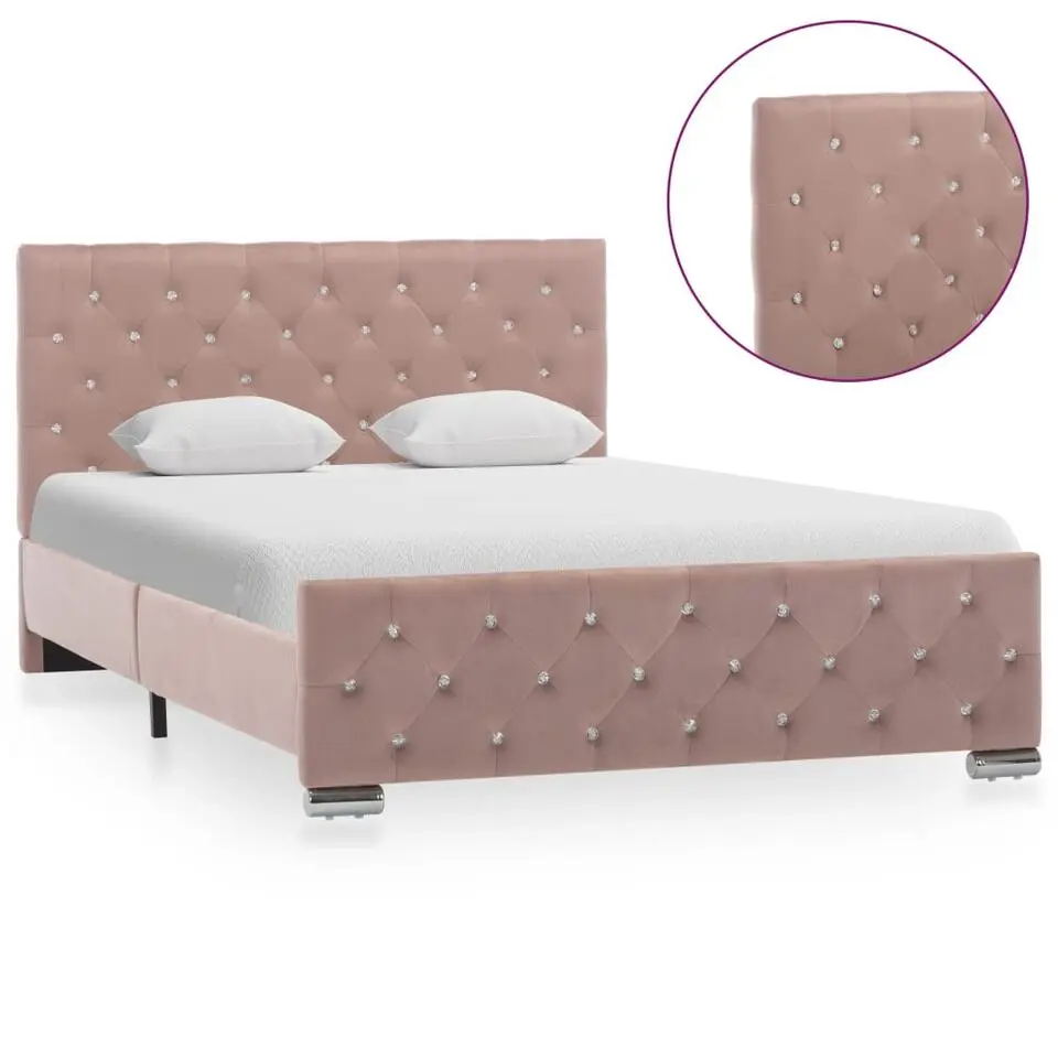 vidaXL - Bed frame met hoofdeinde - Roze - Fluweel - 120x200 cm