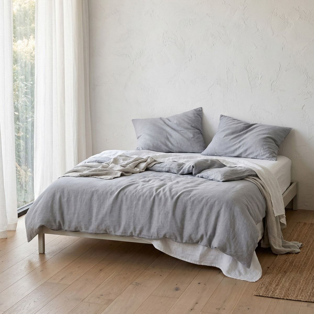 Pościel GOSSY bawełniana z barwionych nici niebieska 220x200   2*70x80 cm