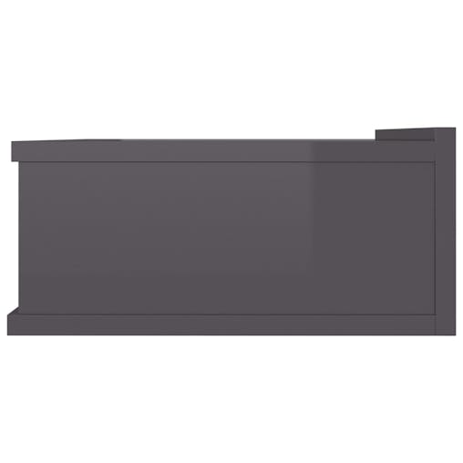 NNEVL Floating Nightstand High Gloss Grey 40x30x15 cm Chipboard