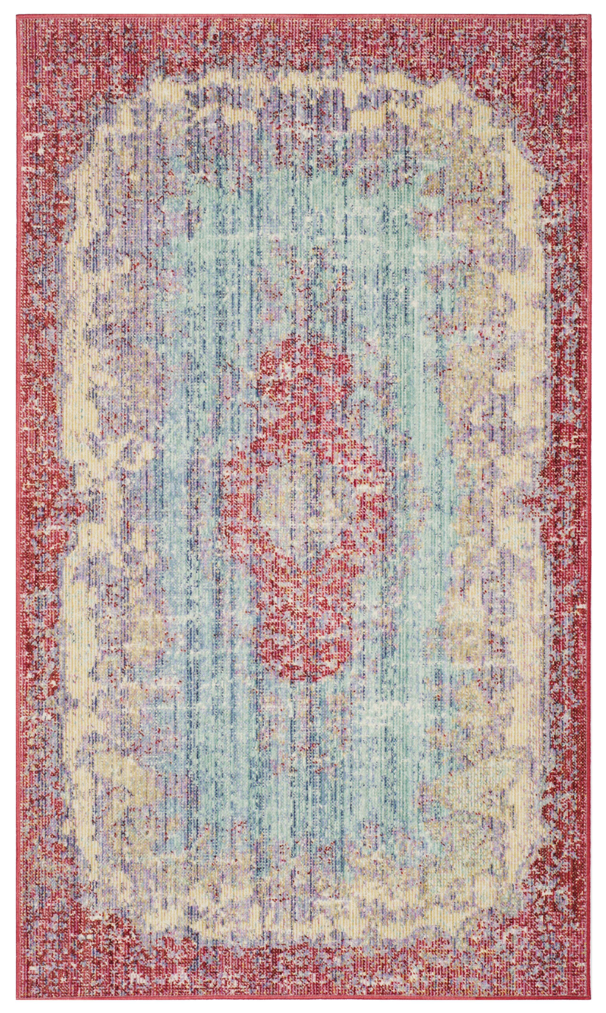 WINDSOR - Tapis de salon interieur en bleu ciel & fuchsia, 91 x 152 cm