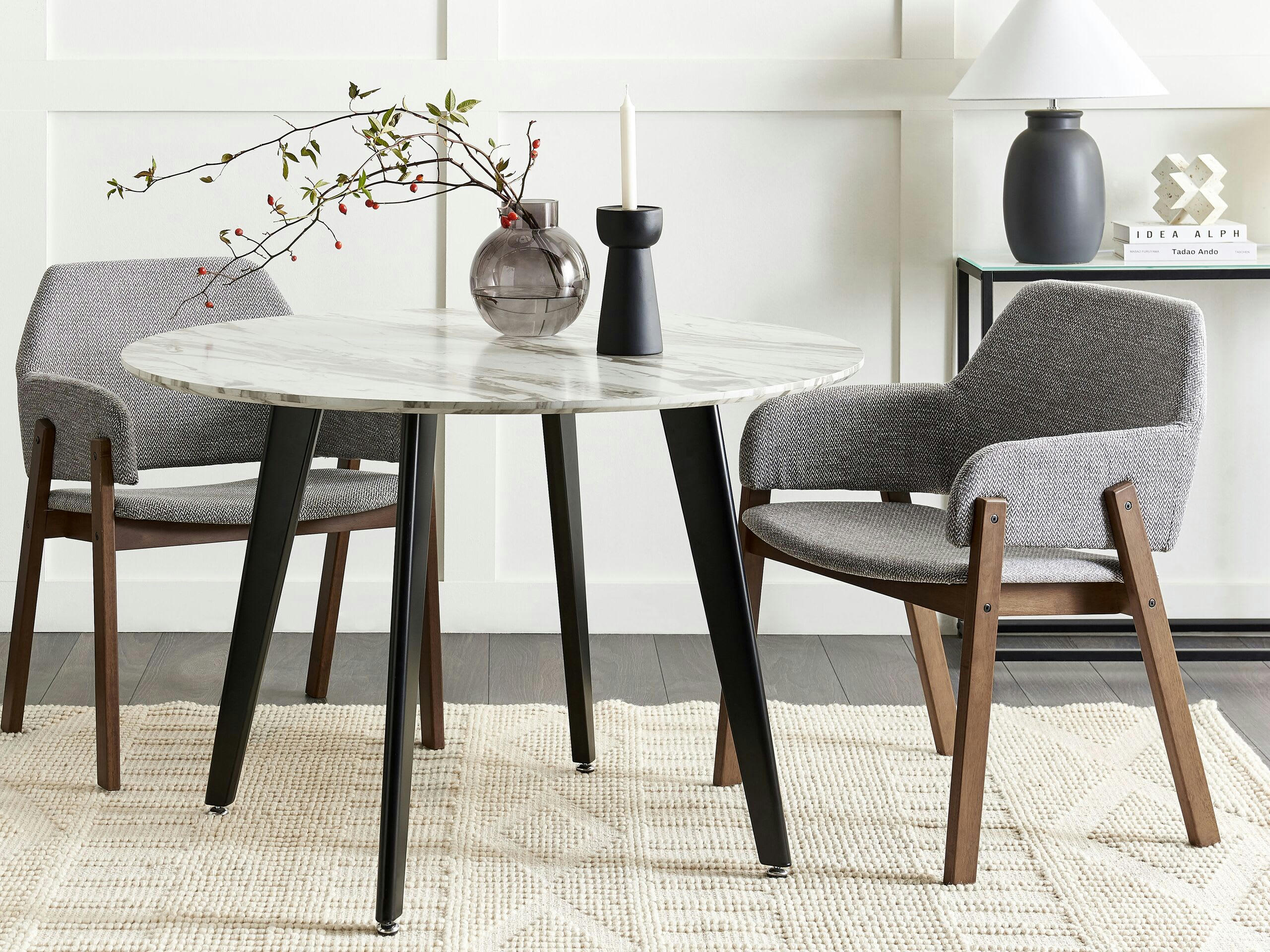ALBION - Lot de 2 chaises de salle à manger bois sombre et gris