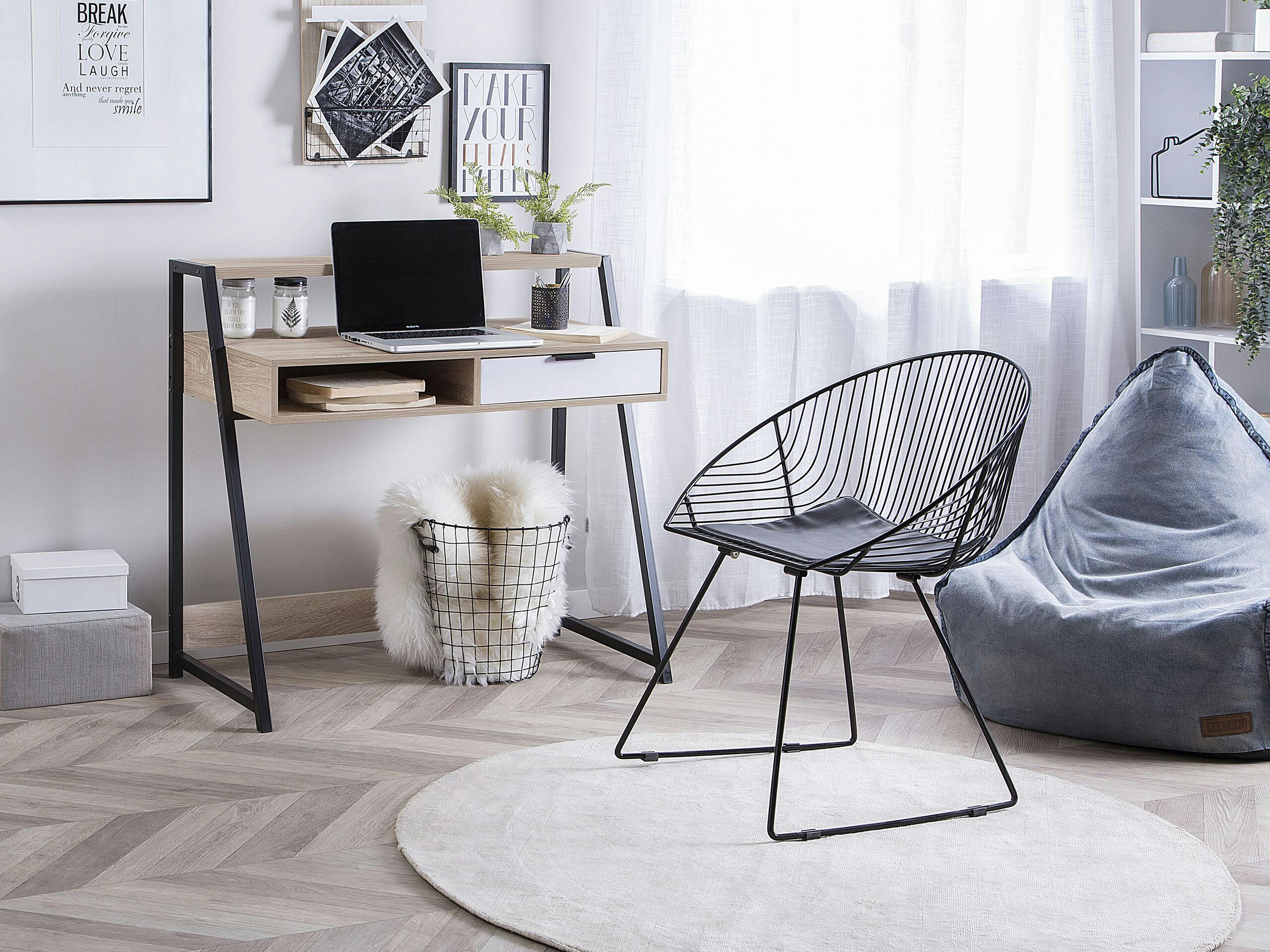 CALVIN - Bureau bois clair et blanc avec tiroir 100 x 50 cm