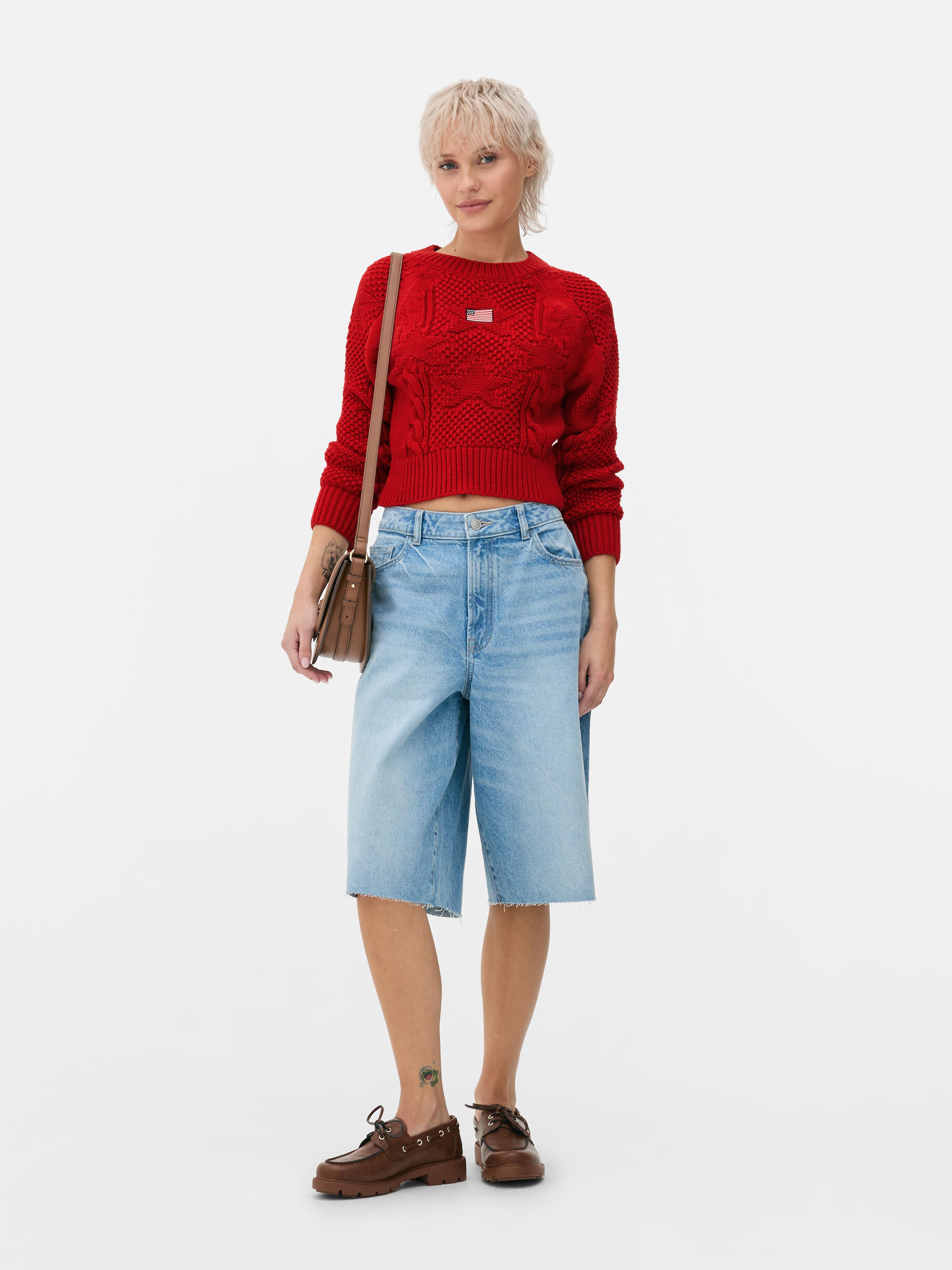 American Flag Cable Knit Sweater