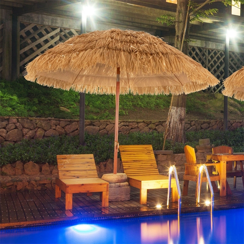 6.5 FT Portable Thatched Tiki Beach Umbrella Patio Umbrella with Tilt Mechanism