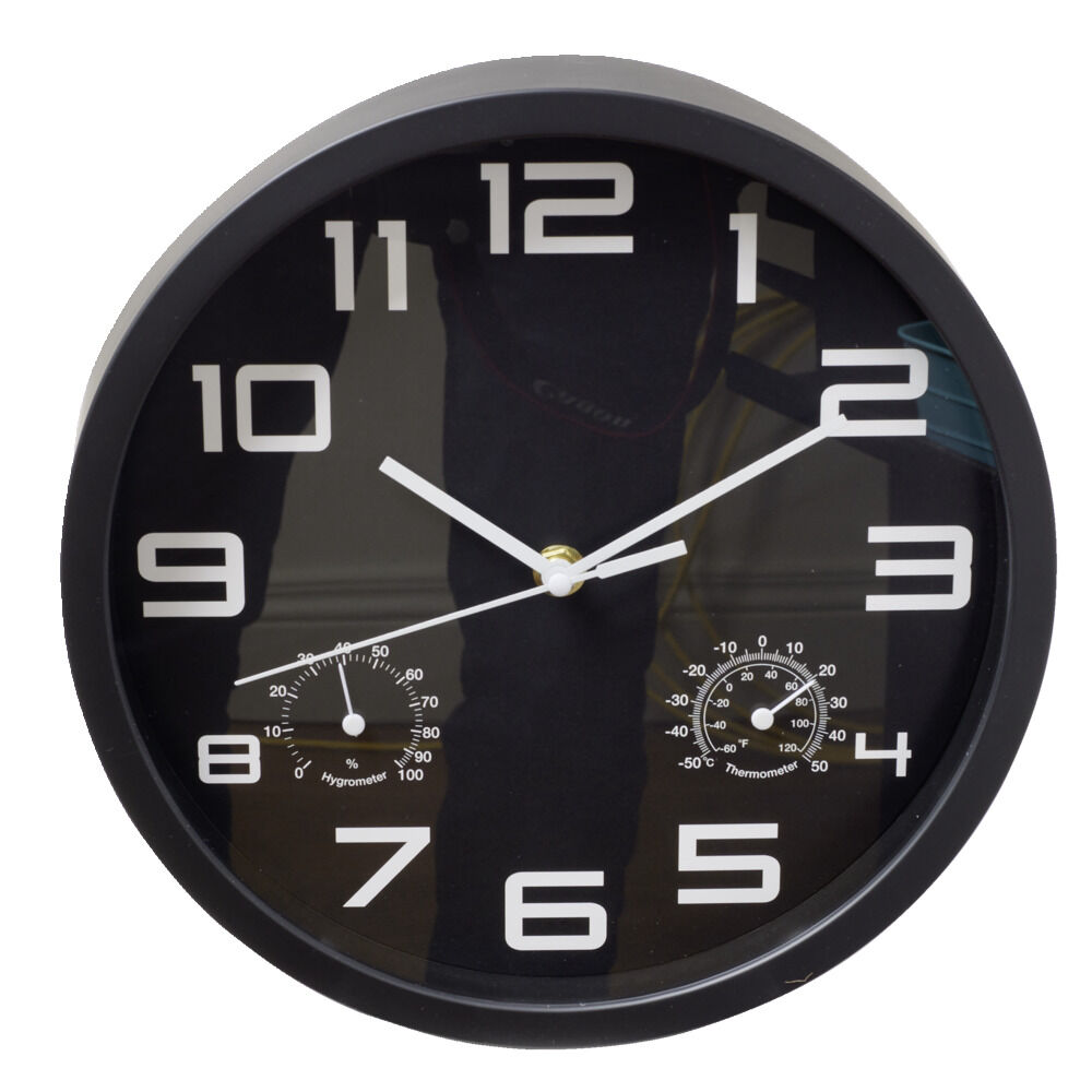 Horloge murale ronde plastique noir et blanc Ø25cm (2 modèles)