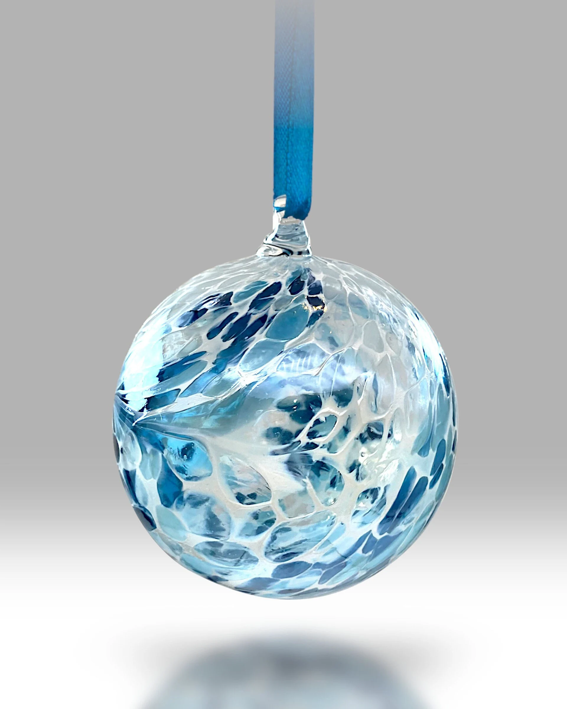 Blue 8cm Handmade Hanging Friendship Ball - with custom Mother's Day, Birthday, Anniversary, Thank you options - By Nobile Glassware