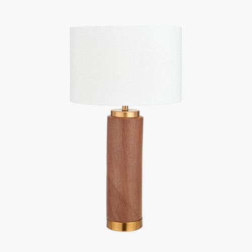 Ruma Wood Effect Ceramic Tall Table Lamp with Shade