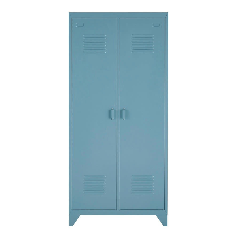 Loft - Dressing 2 portes en métal bleu gris