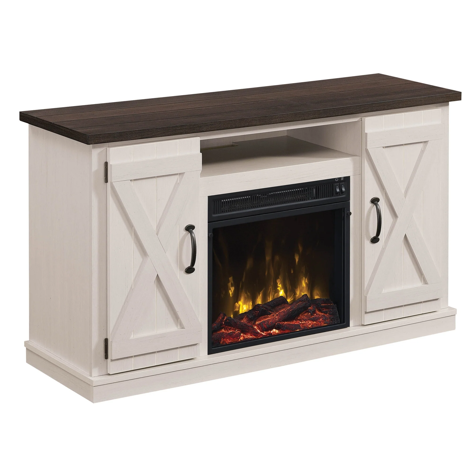 Modern Farmhouse TV Stand for TVs up to 55 with Electric Fireplace