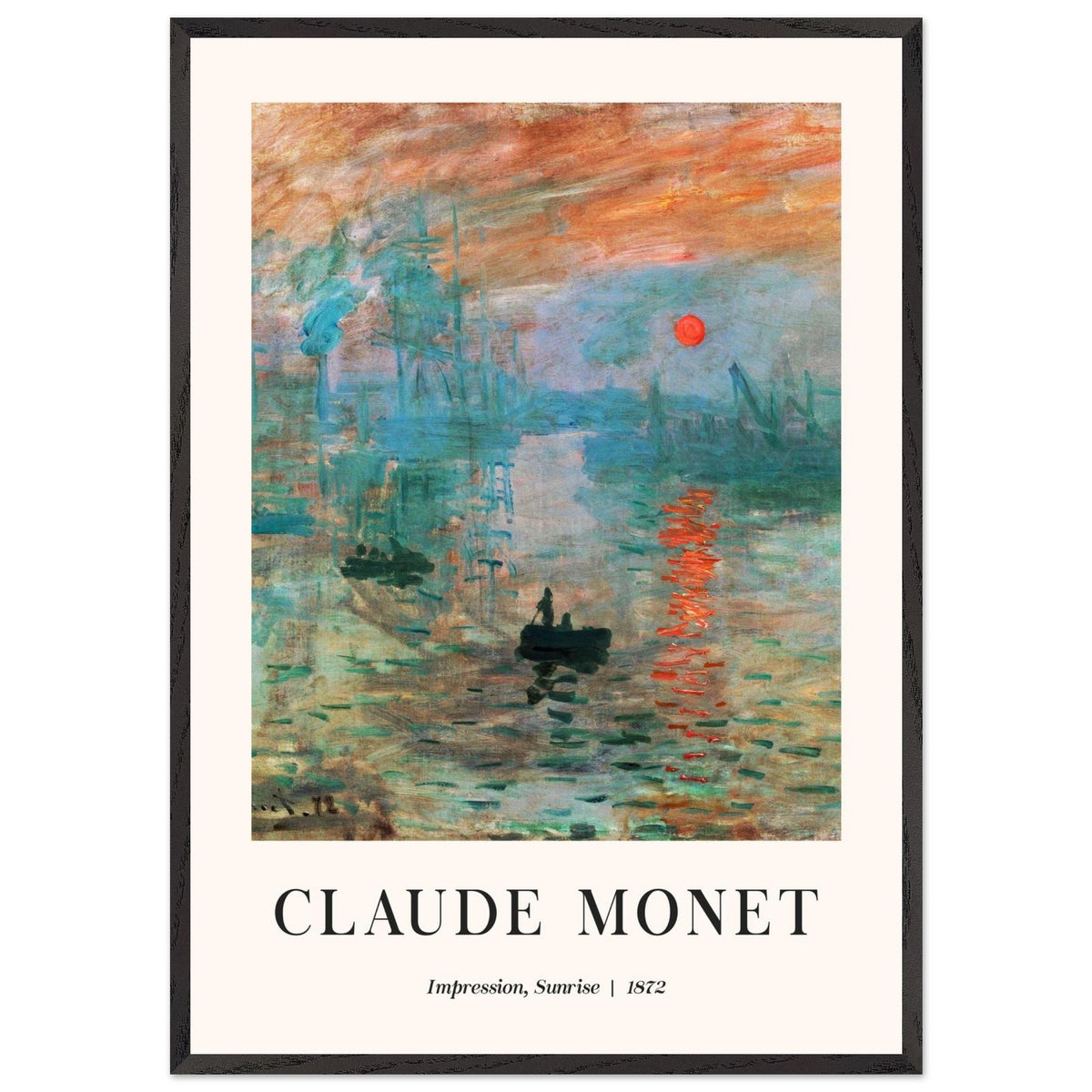 Artfulprints Poster met Lijst Claude Monet - Impression sunrise  - 70x100 cm - Meerkleurig