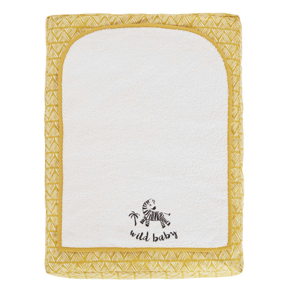 MINI JUNGLE - Matelas à langer bébé en coton blanc, jaune moutarde et noir