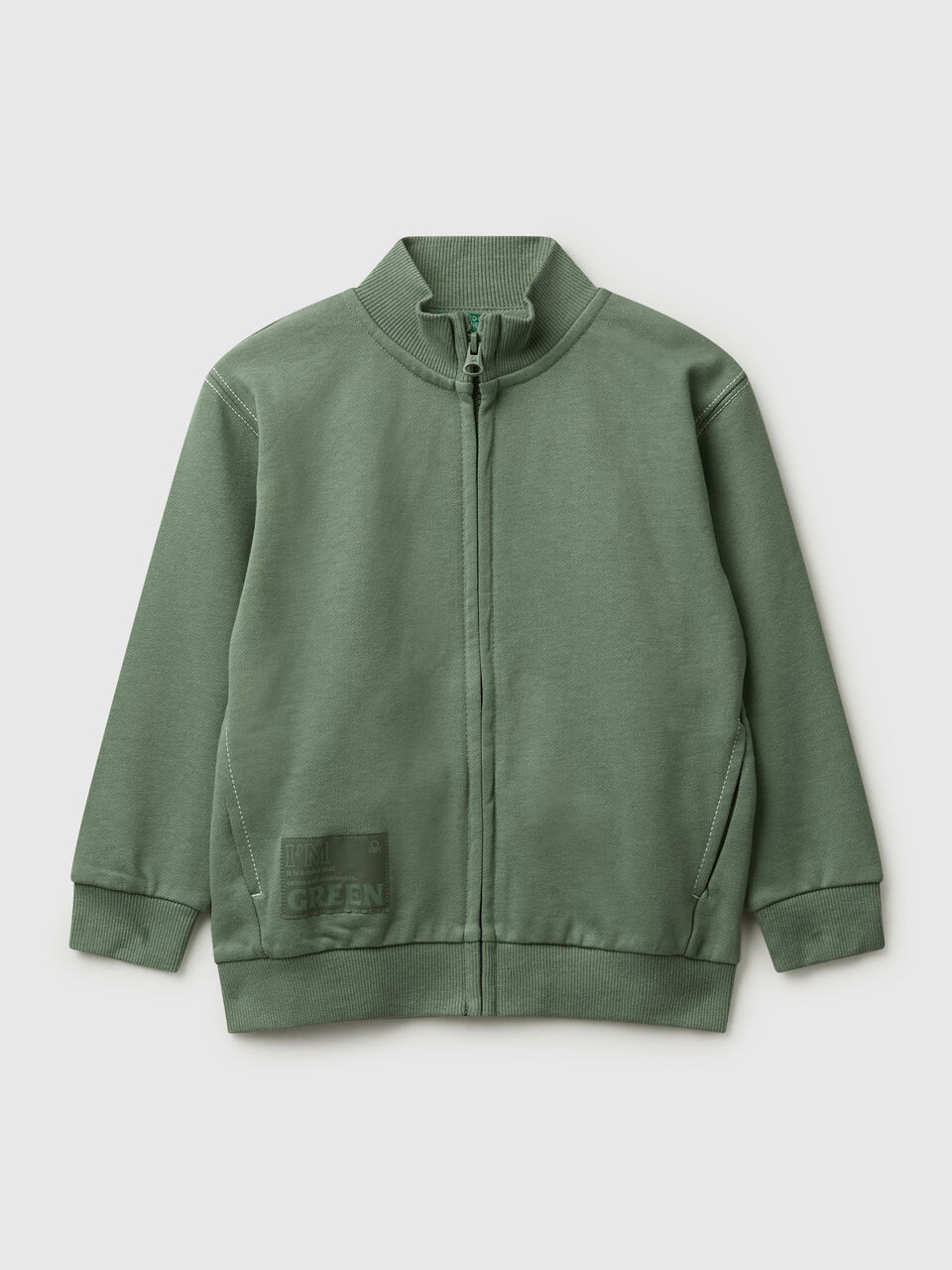 Zip-up sweatshirt with thick print