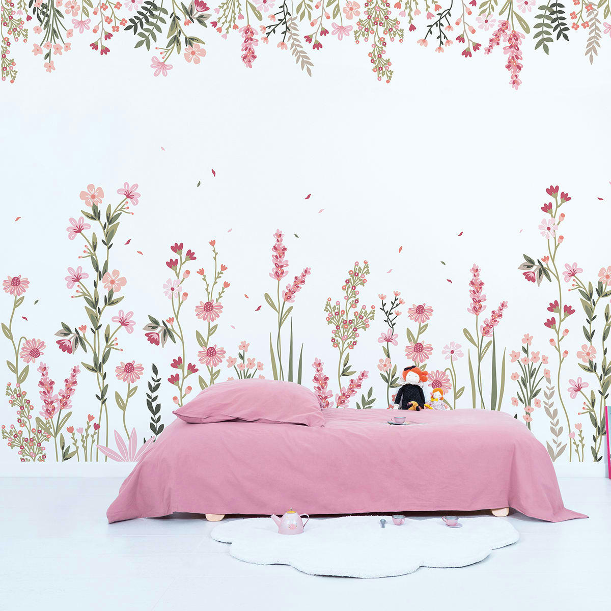 MAGENTA - Papier peint panoramique champs fleurs, multicolore 2 m x 2,48 m