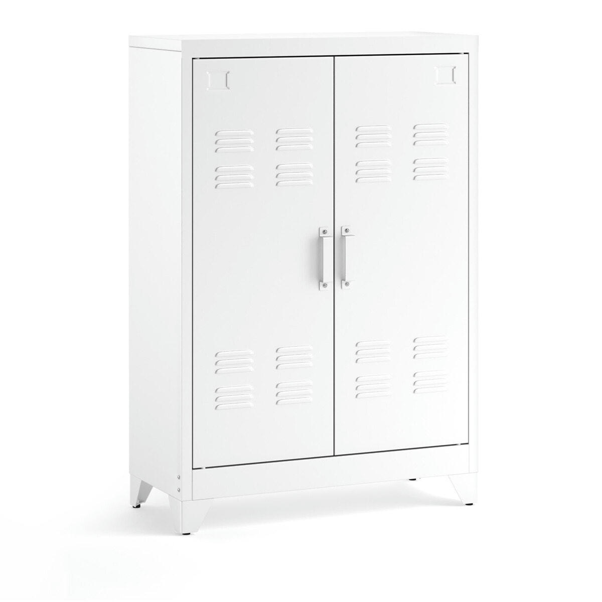 Armoire basse 2 portes en métal acier, Hiba