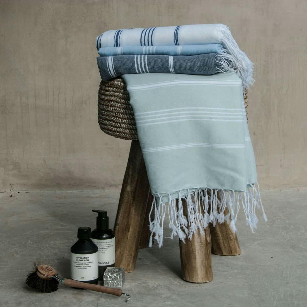 MYKONOS - Fouta coton  100x200 vert d'eau