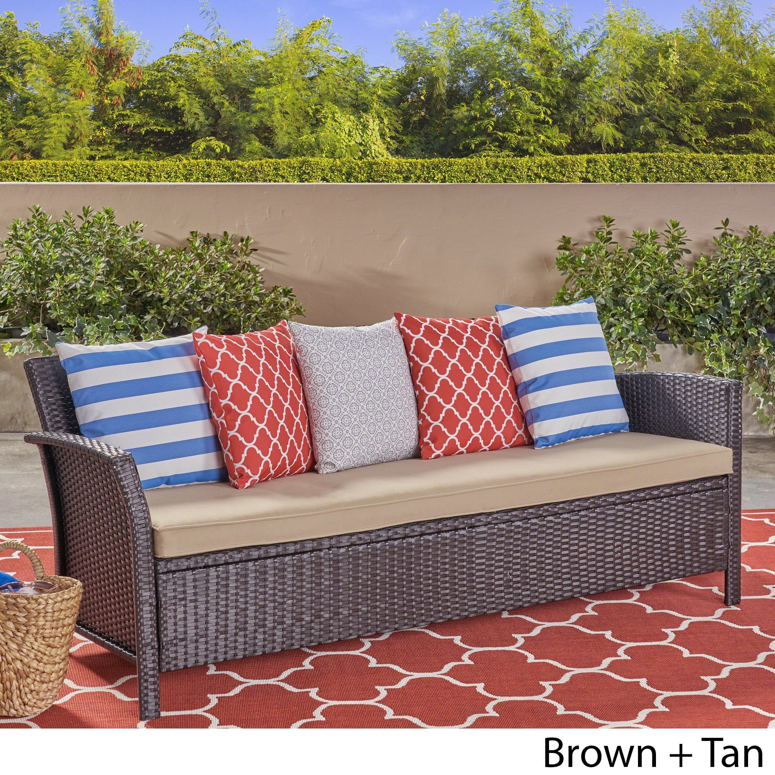 St. Lucia Outdoor Wicker 3 Seater Sofa by Christopher Knight Home