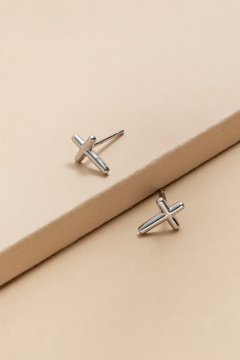 Gayle Stainless Steel Cross Stud Earrings