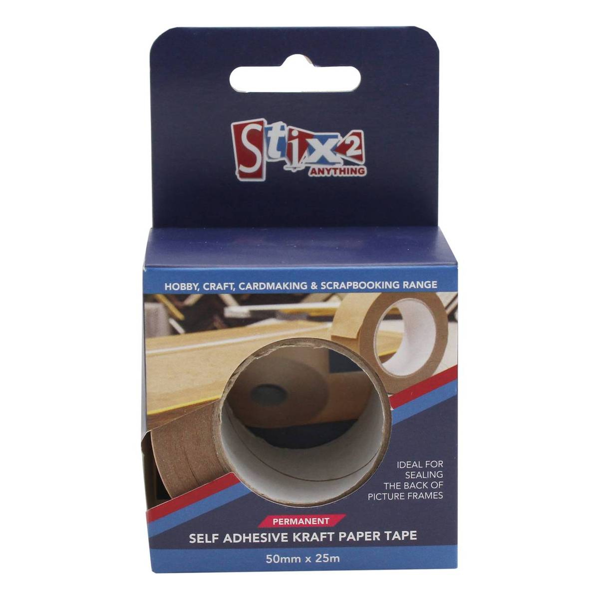 Stix2 Self Adhesive Kraft Paper Tape 50mm x 25m