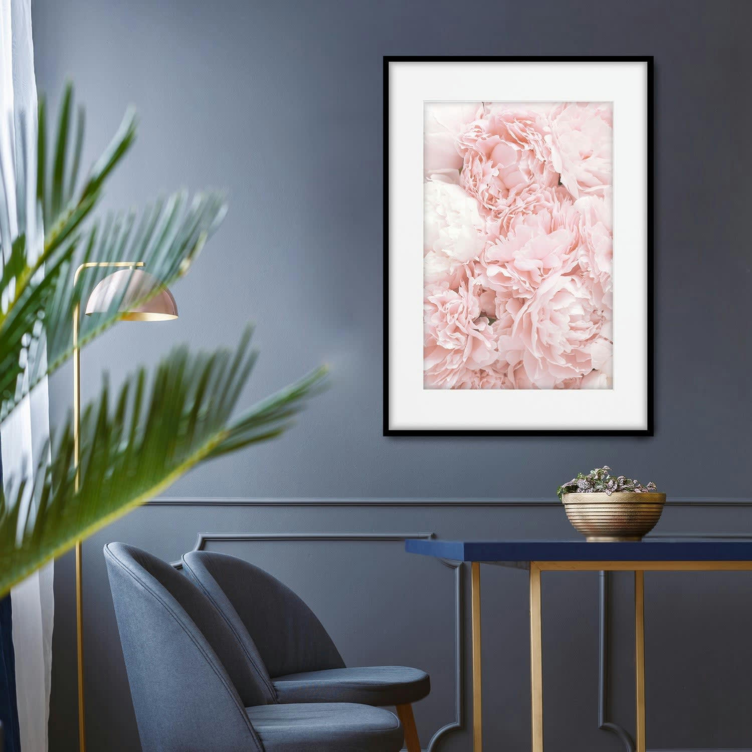 FLORES - Affiche avec cadre noir - Bouquet de Roses - 30x40