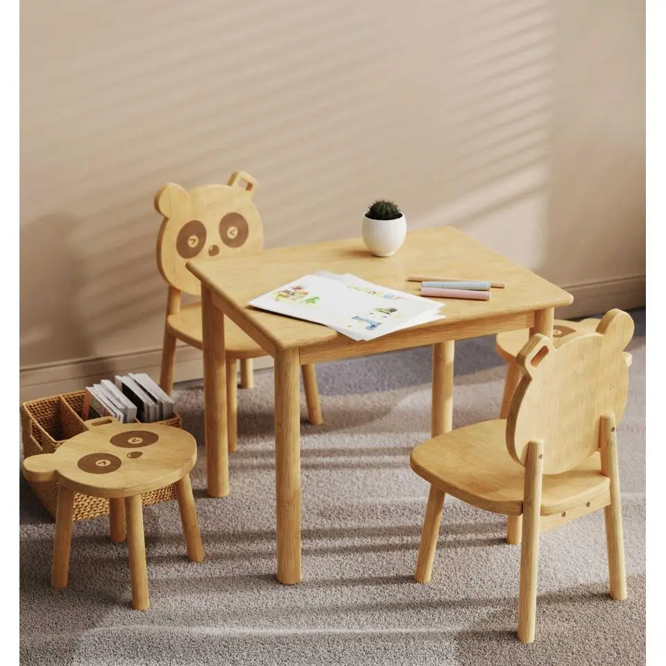 Kindertafeltje Panda - 60x50x50cm - bamboehout