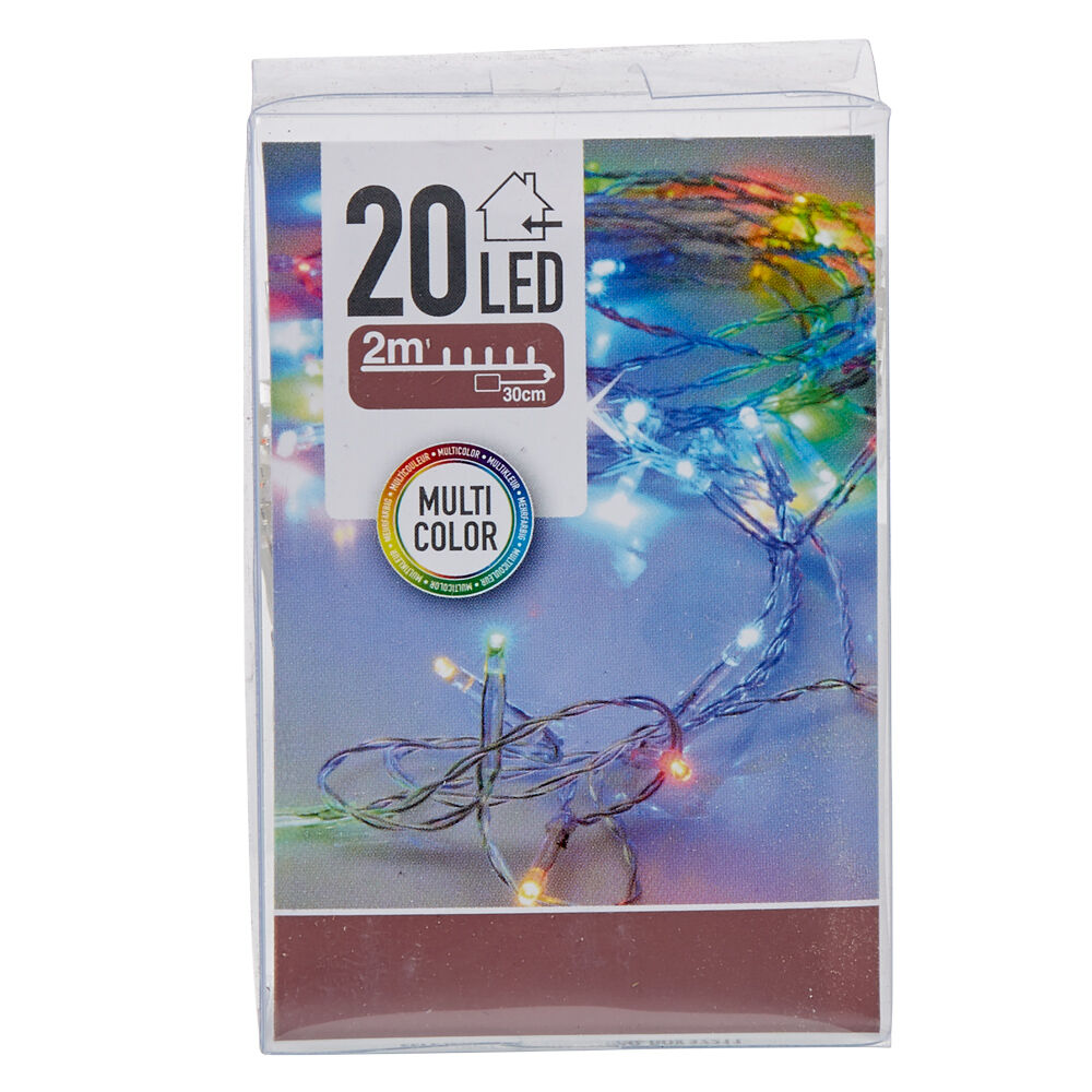 Guirlande électrique No&euml;l intérieur 20 LED multicolores 2 m