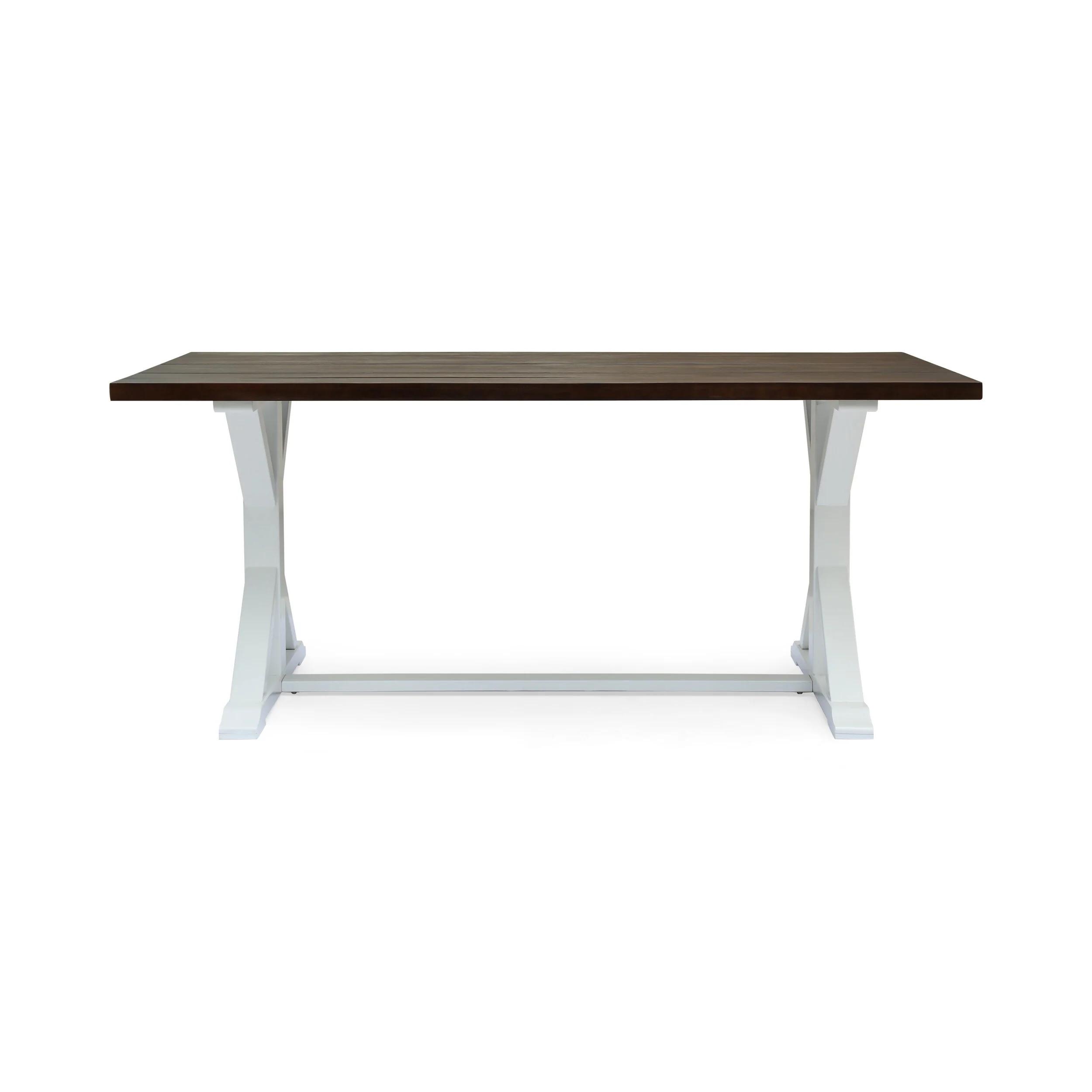 Cassia 69 Farmhouse Dining Table - Acacia Wood, Dark Brown & White Dual-Tone, Rustic Modern Design for Patio & Deck
