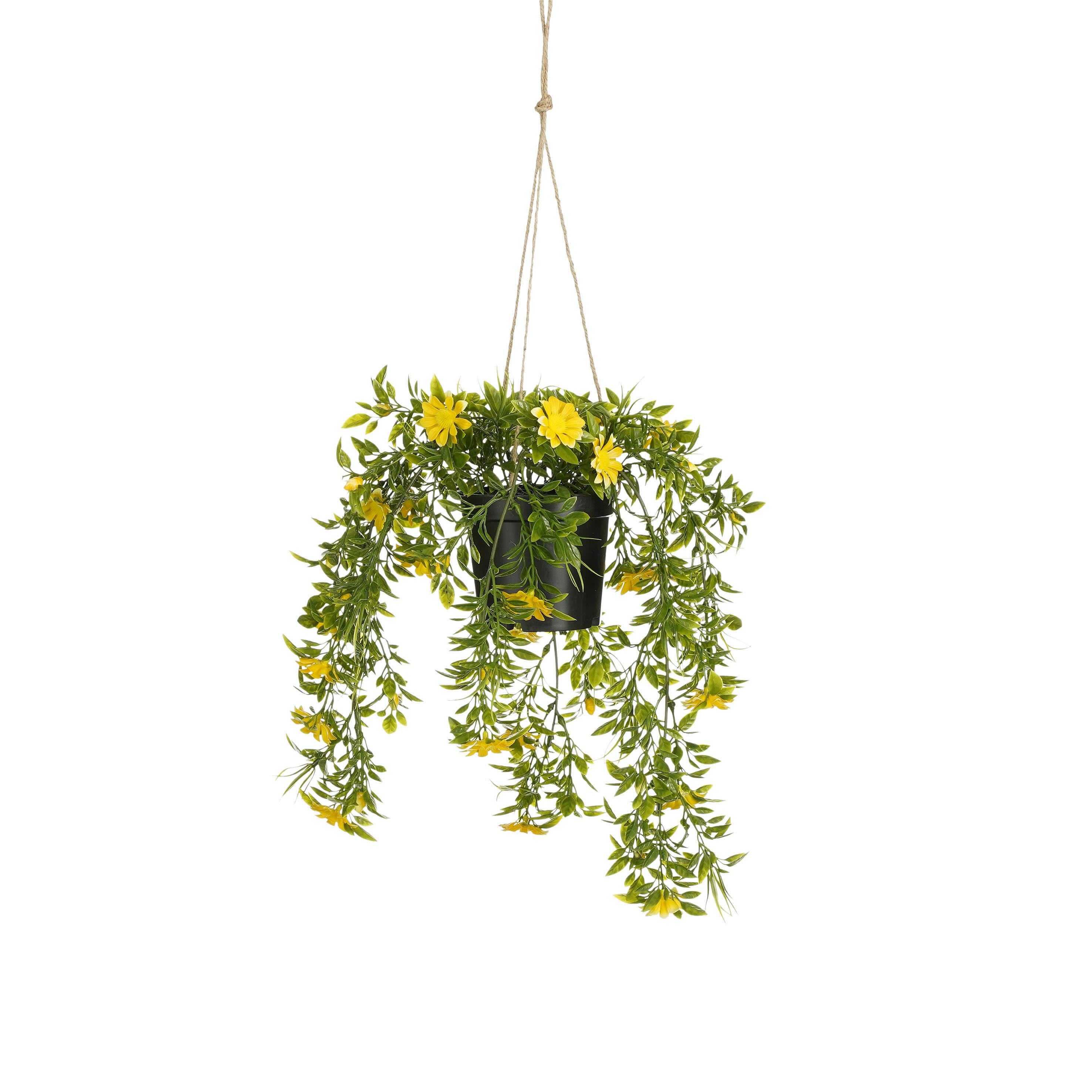 DAISY - Marguerite artificielle suspendu jaune en pot D22
