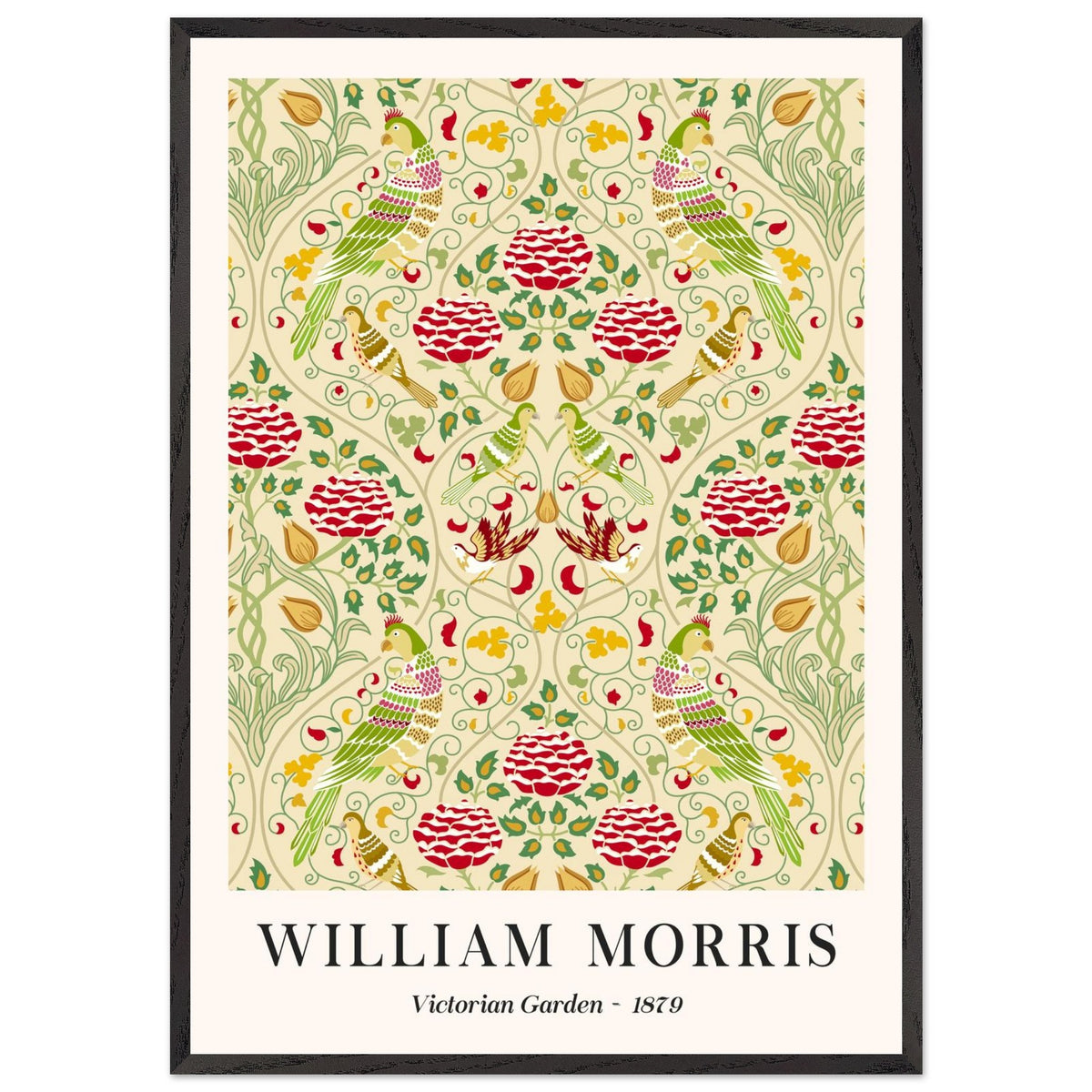 Artfulprints Poster met Lijst William Morris - Victorian garden 1879  - 70x100 cm - Groen