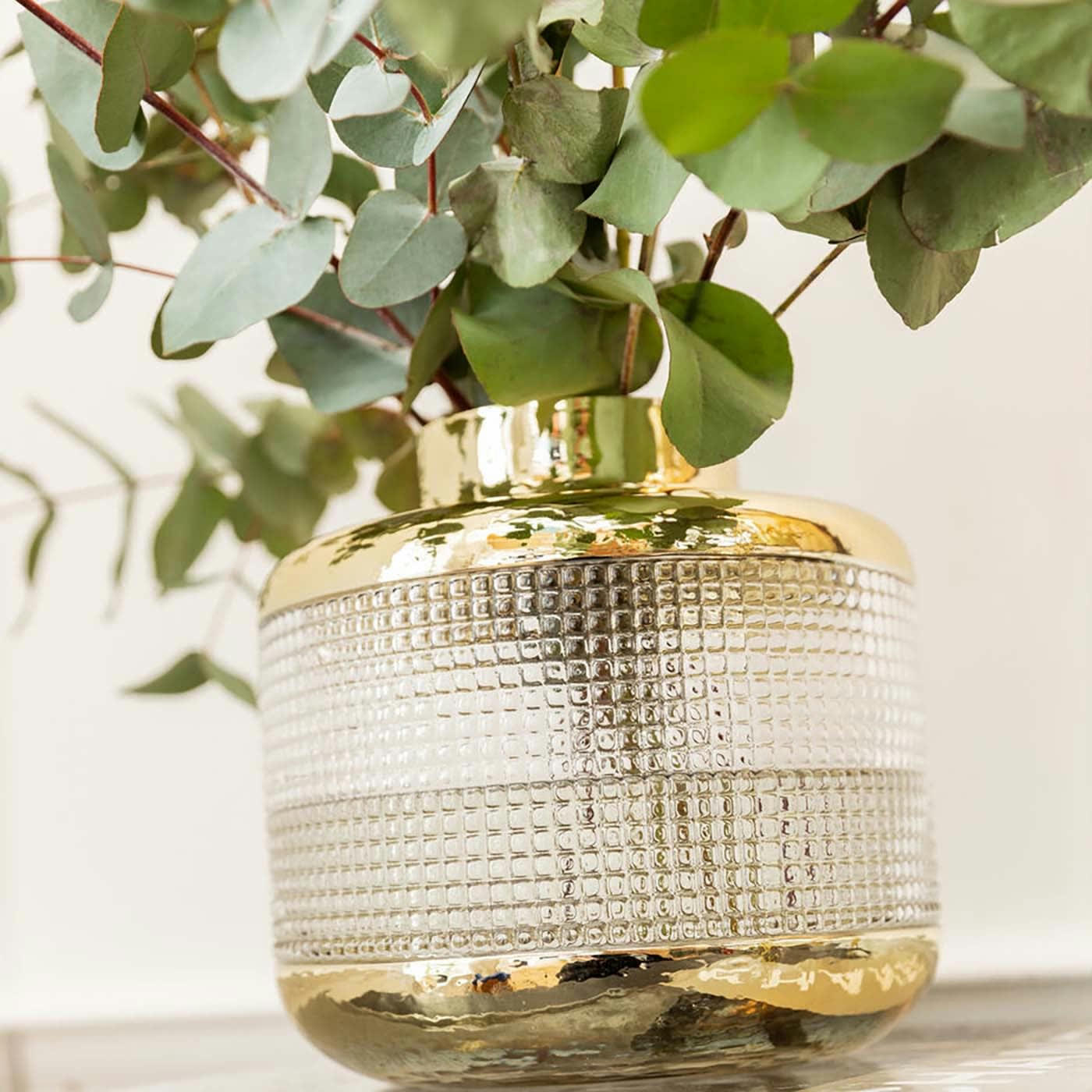 LA NOBLE - Vase en verre transparent et doré H19