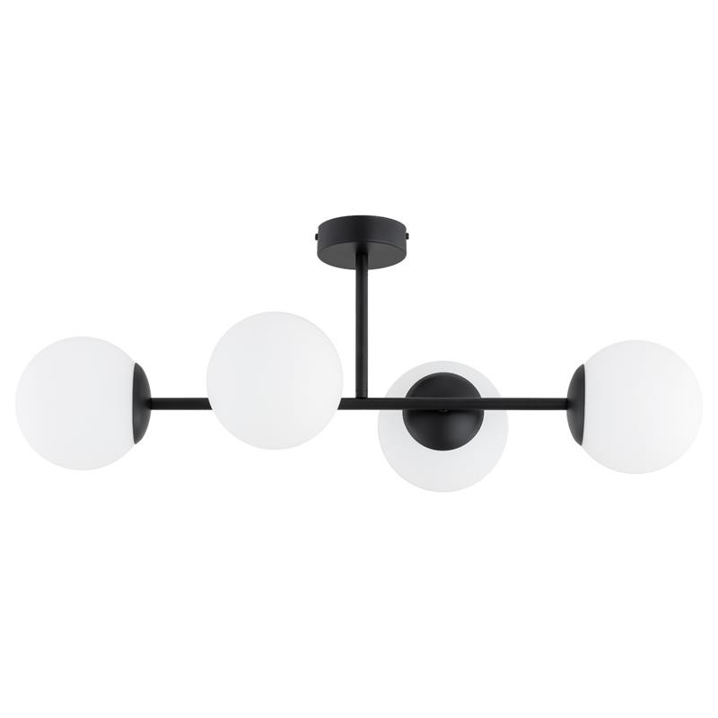 Glorena lampa sufitowa 4xE14 czarna/białe klosze