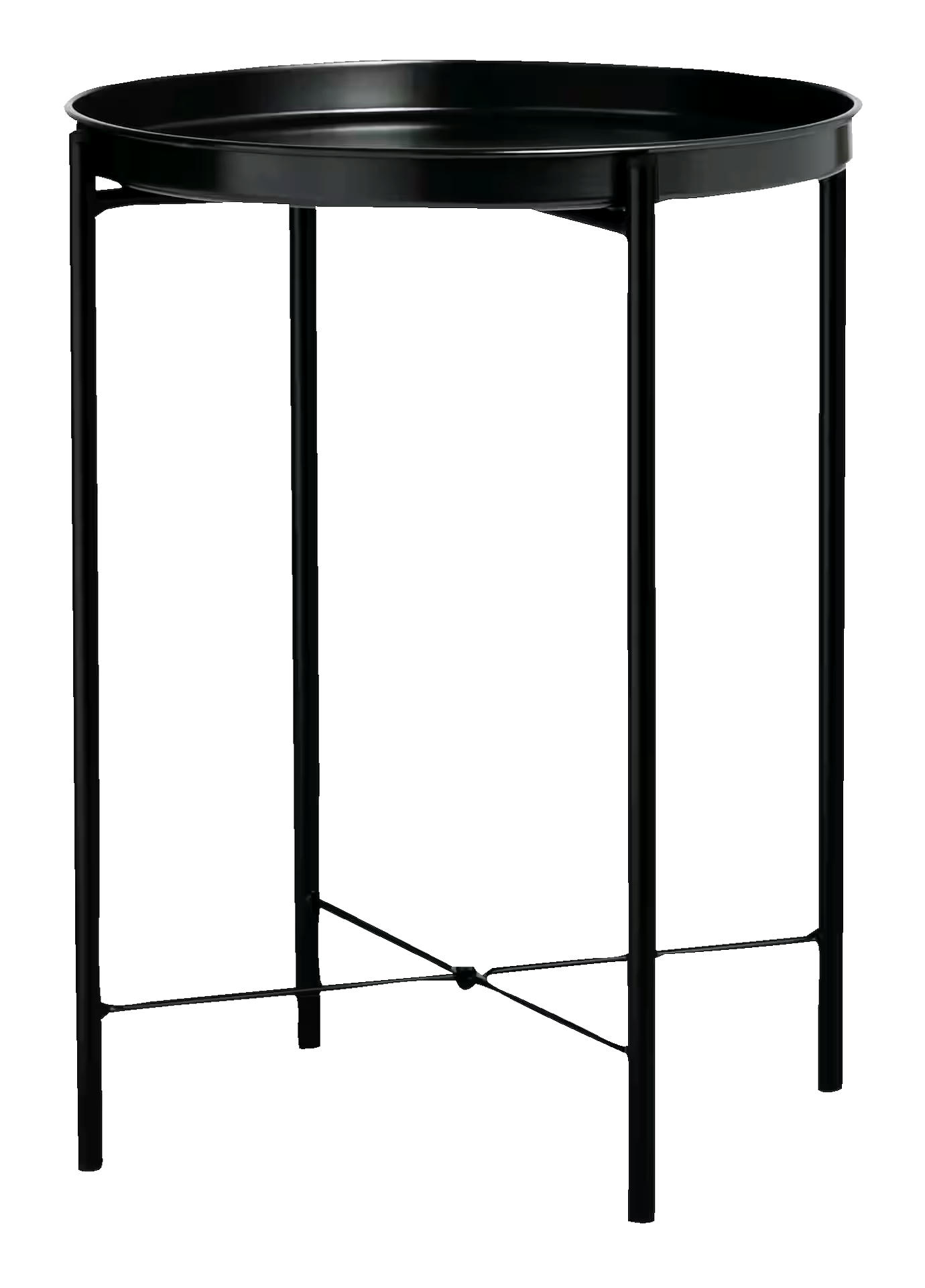 CANVAS Slate Round Metal Sofa Side Table With Removable Tray, Black