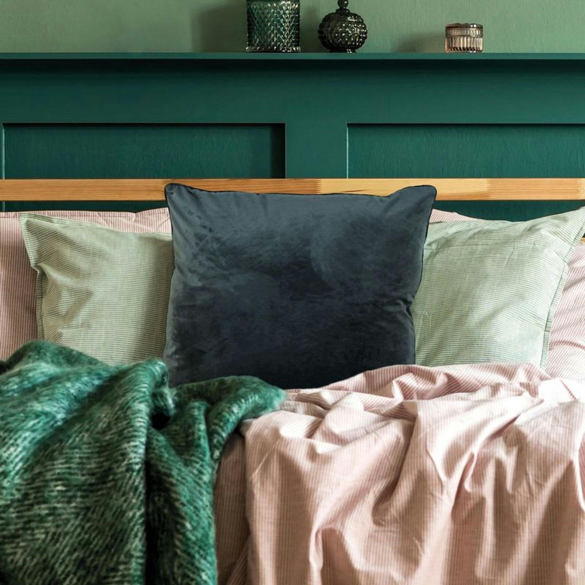 VELOURS - Coussin en velours gris 70x70