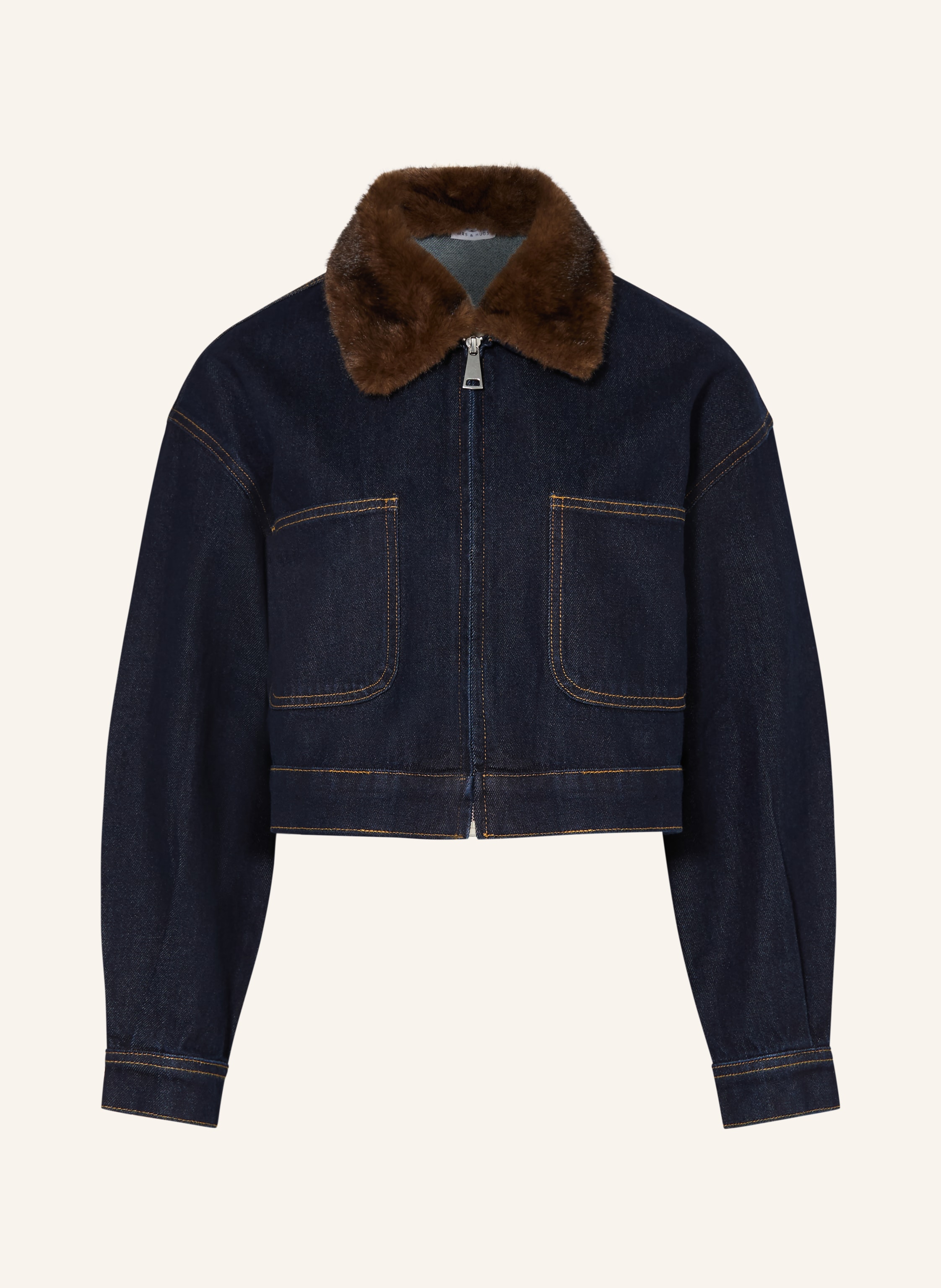 MRS & HUGS Jeansjacke mit abnehmbarem Kunstfell-Kragen