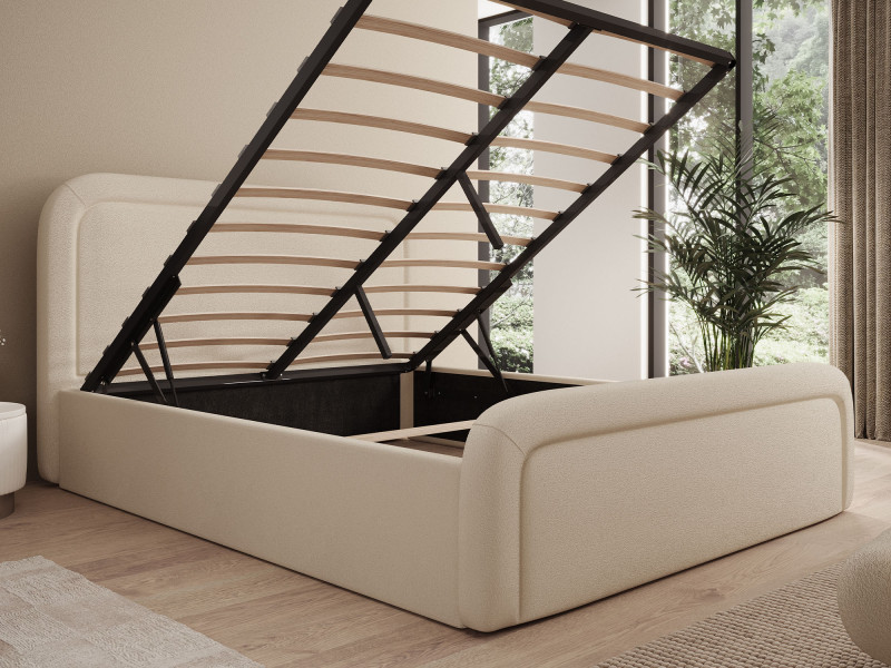 Łóżko tapicerowane z pojemnikiem SFG0154 | 180x200 | Boucle | Beż 3