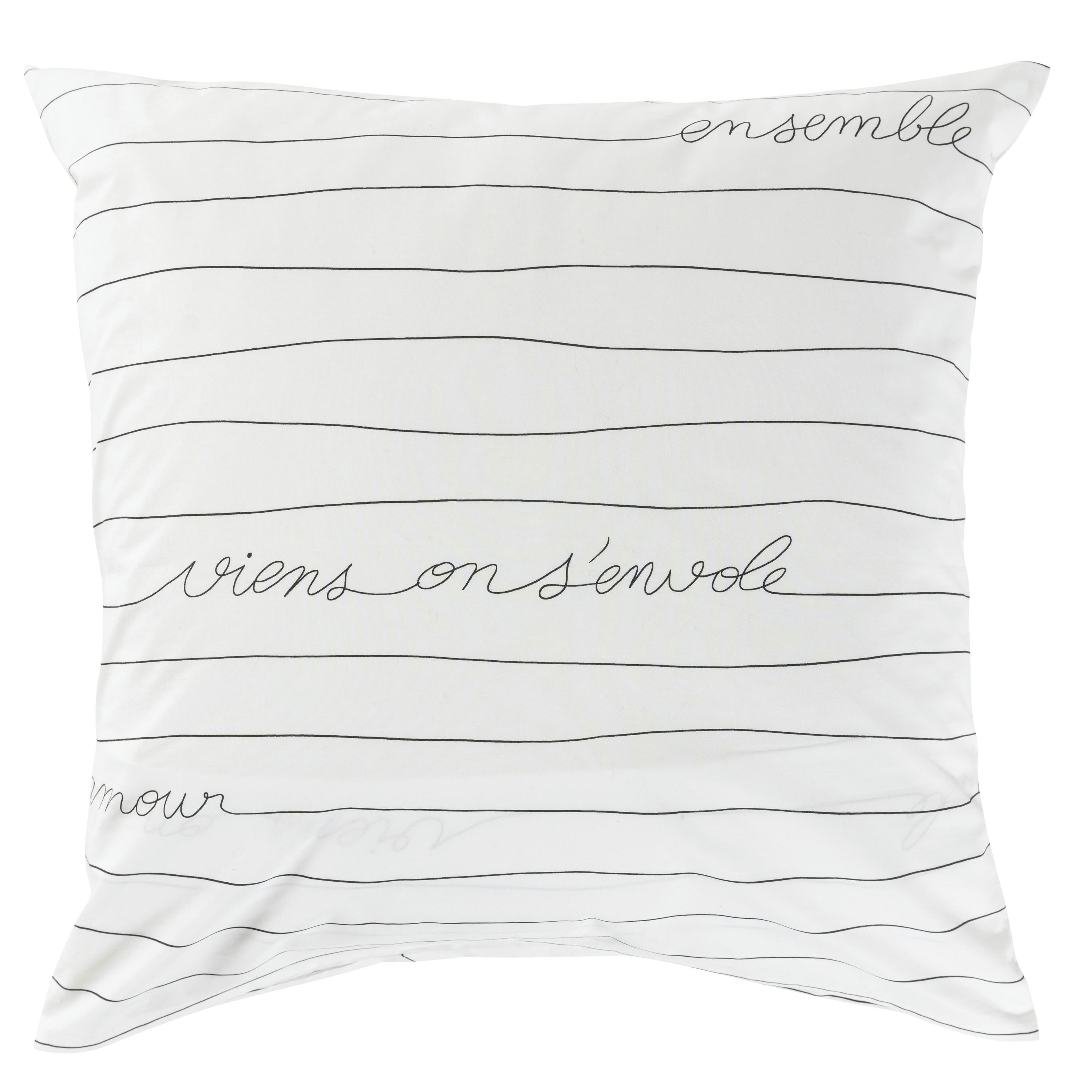 MONAMOUR - Taie d'oreiller carrée percale de coton imprimé rouge 64 x 64 cm