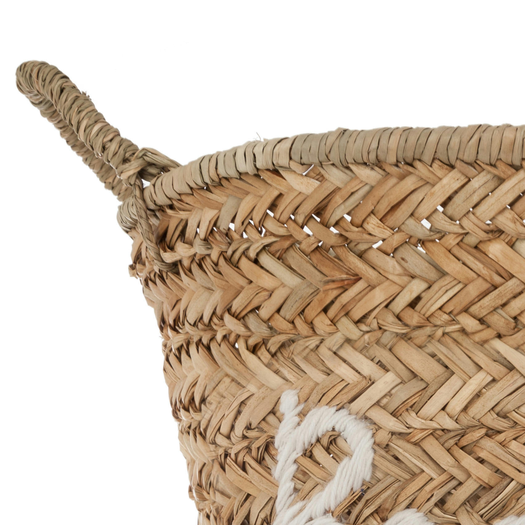 BAZAR - Panier en osier brodé bazar blanc