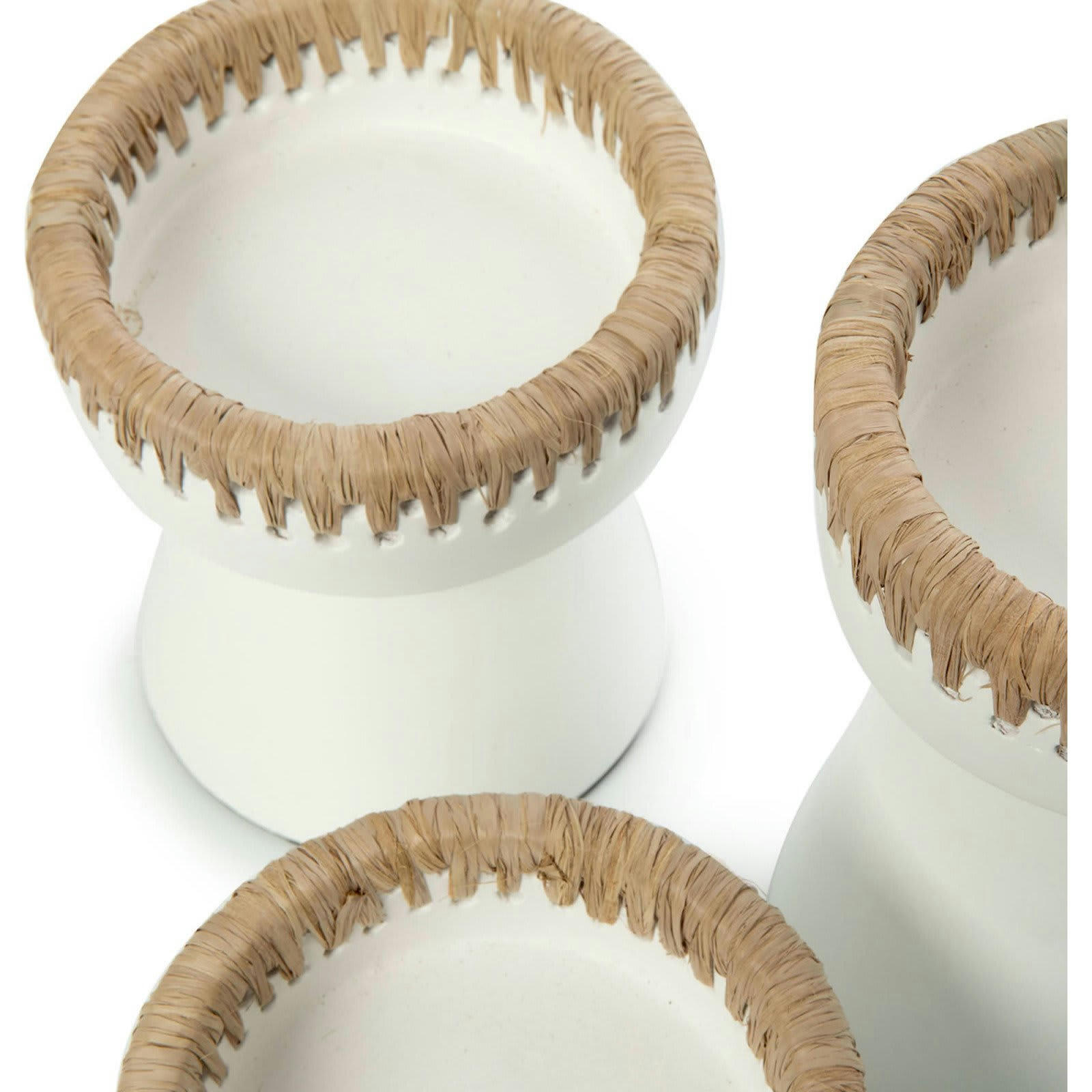 BALI BAZAR - Bougeoir Raphia Blanc