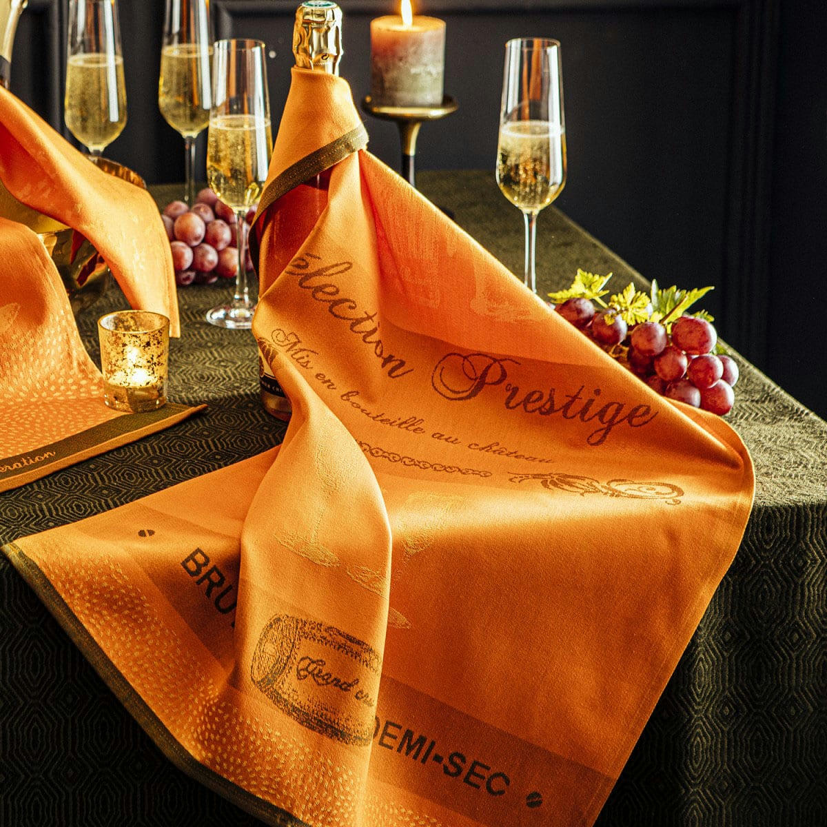 SELECTION PRESTIGE - Torchon en coton orange 50x75