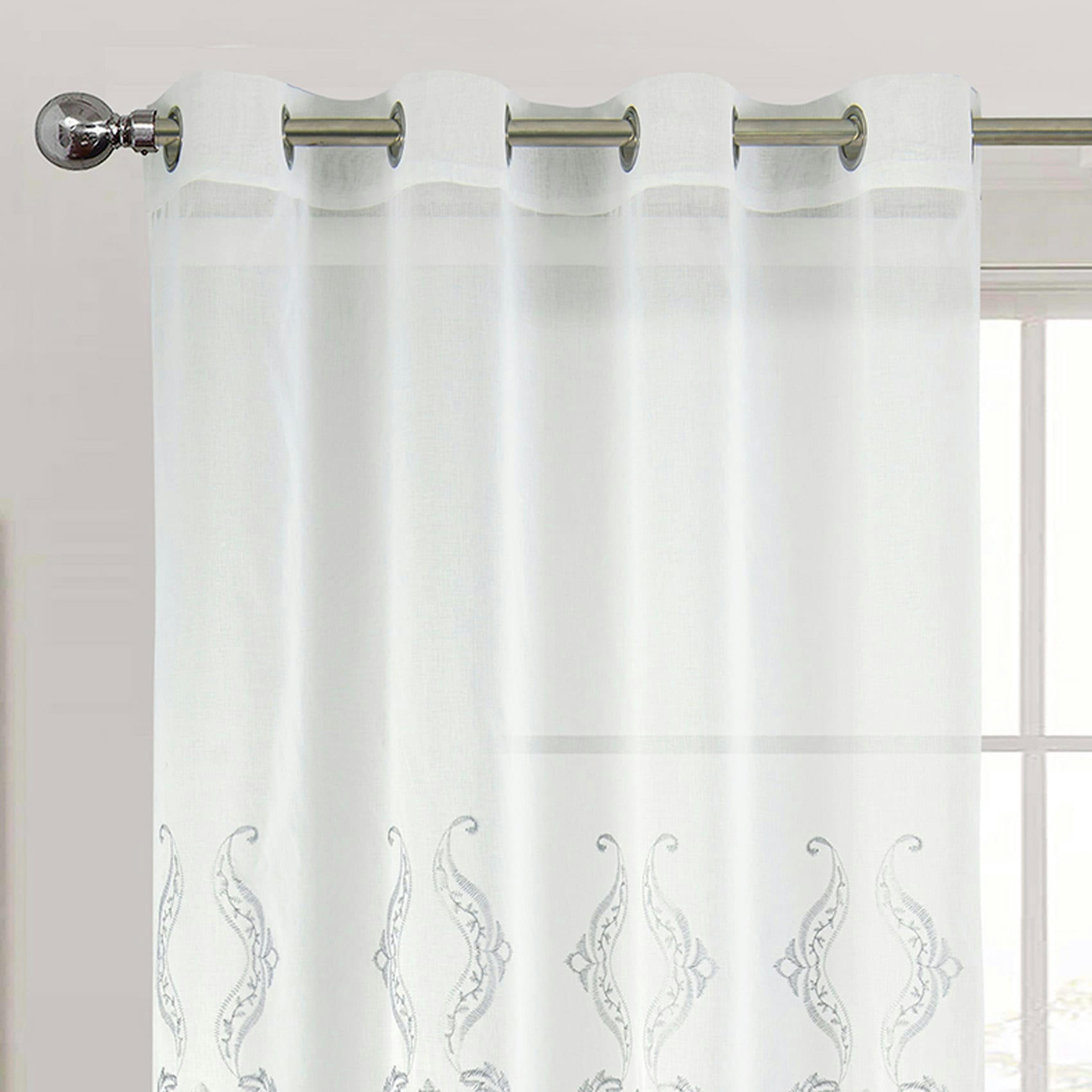 - Paire de voilage au style oriental polyester gris clair 140x260 cm