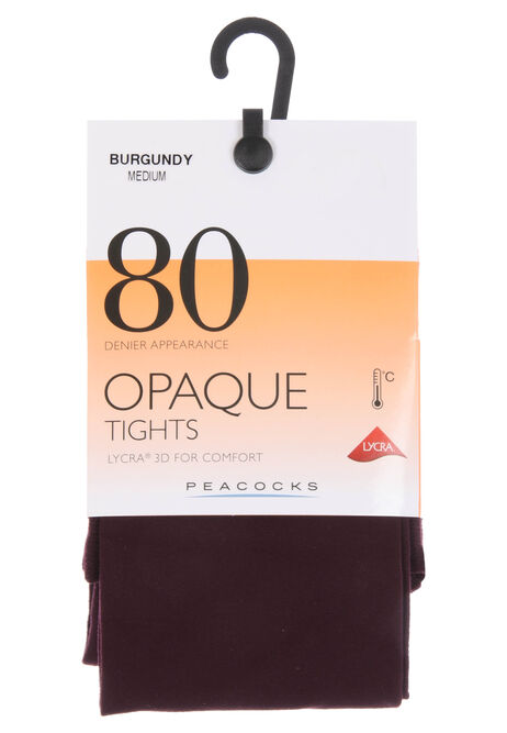Womens Burgundy 80 Denier Opaque Tights