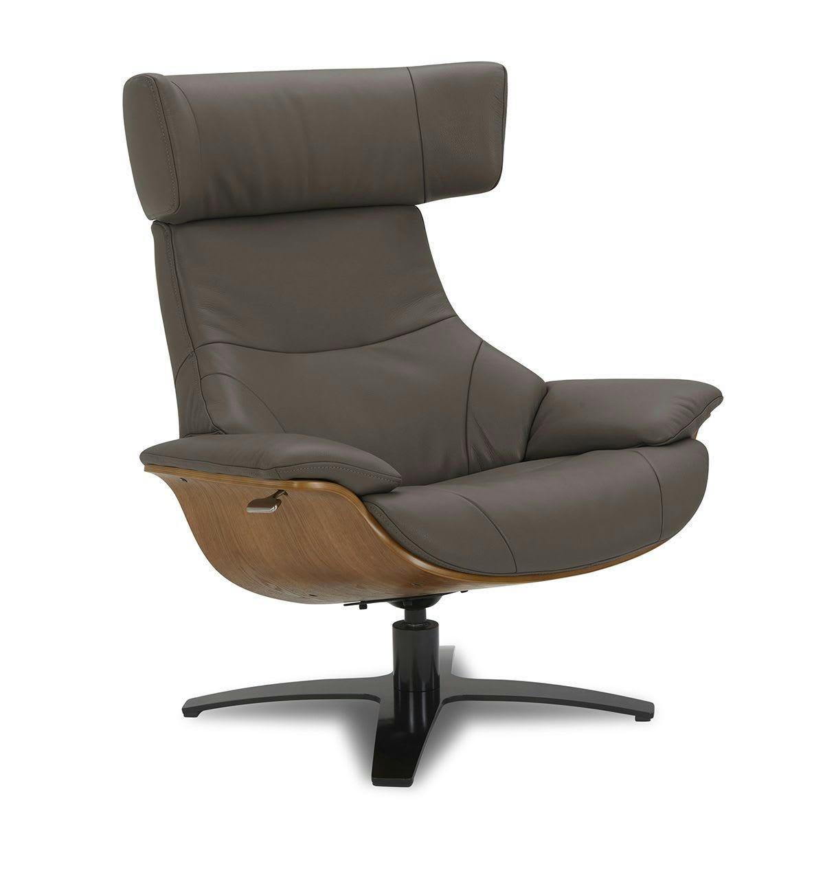 NAOS - Fauteuil en cuir et chêne Naturel - Cuir Anthracite