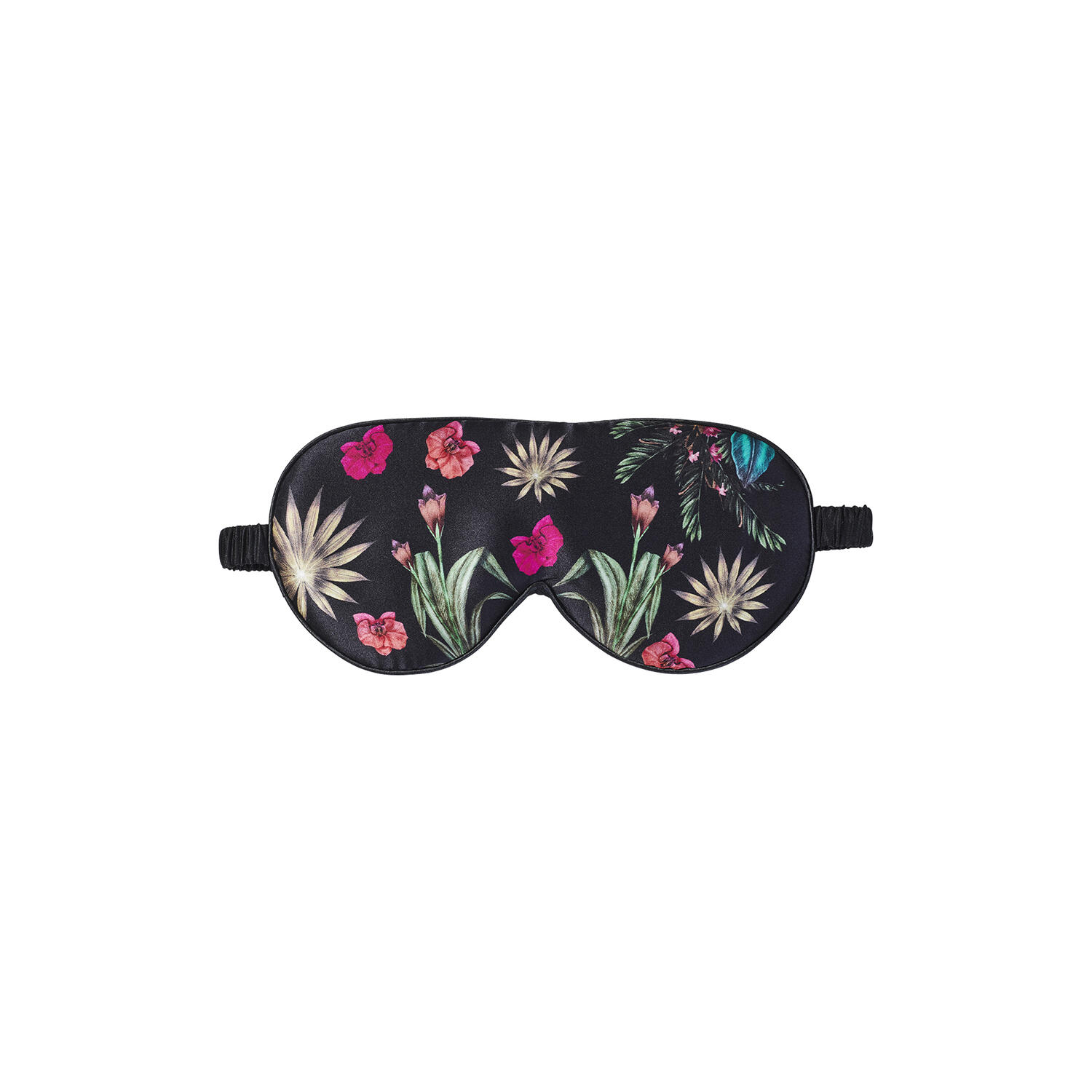 Sovemaske, floral garden black