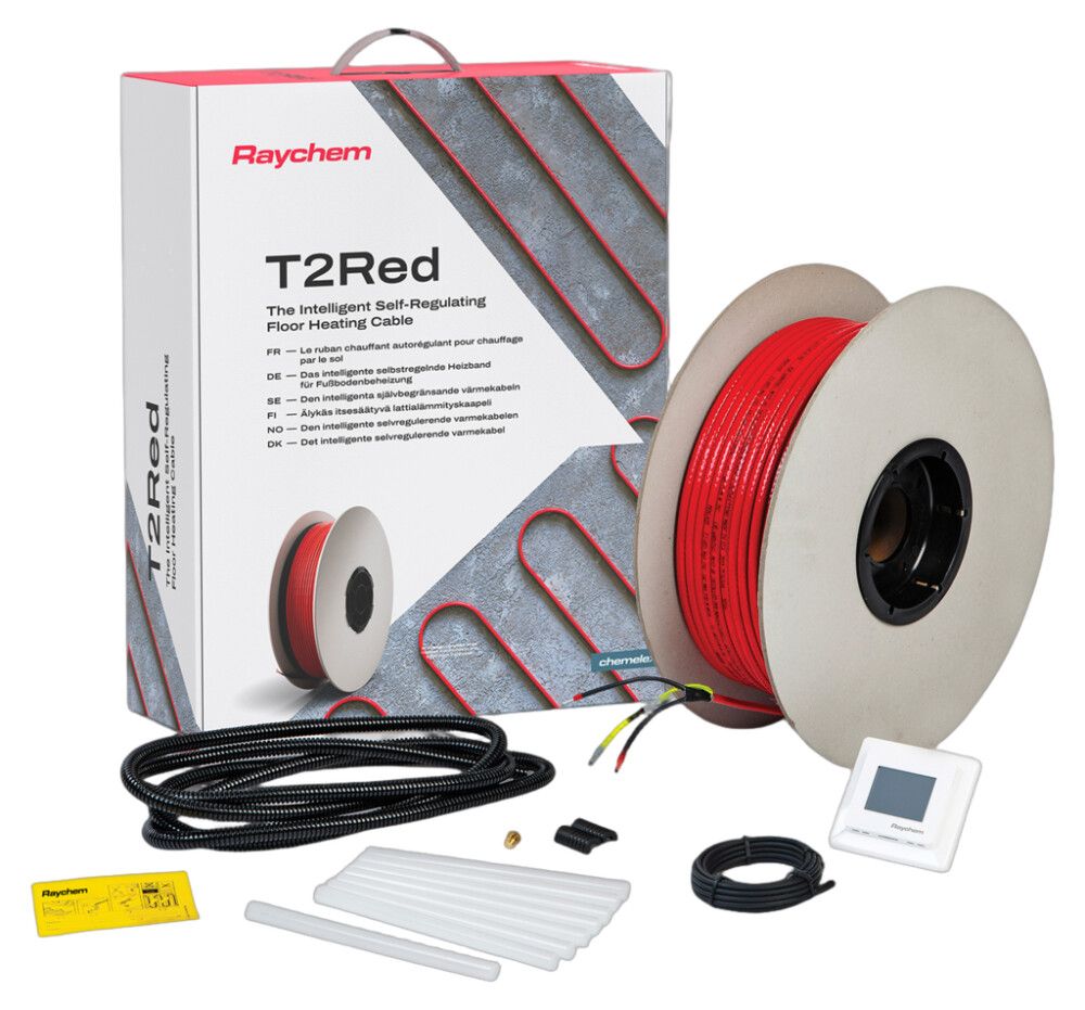 GULVVARME EL RAYCHEM T2RØD 37M OVERFLATE 3,5-7M²