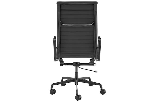 NNEKG Replica Eames Group Standard Matte Black Aluminium High Back Office Chair (Black Leather)