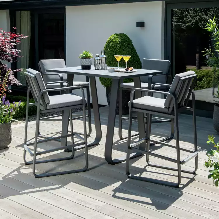 Norfolk Leisure Babingley 4 Seater Metal Garden Bar Set-Grey