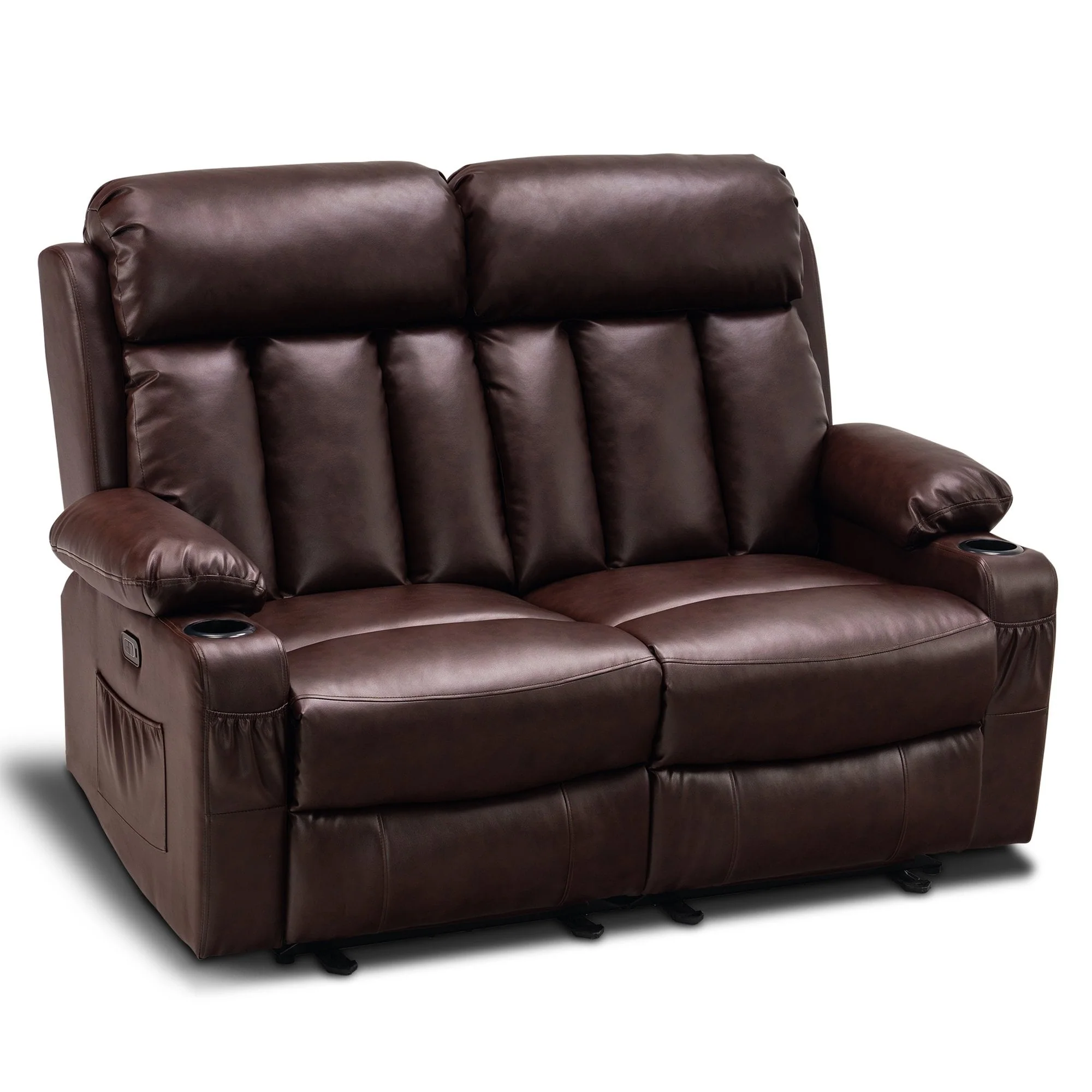 MCombo Electric Power Reclining Sofa with Heat & Massage, Faux Leather 6095/6075/6077