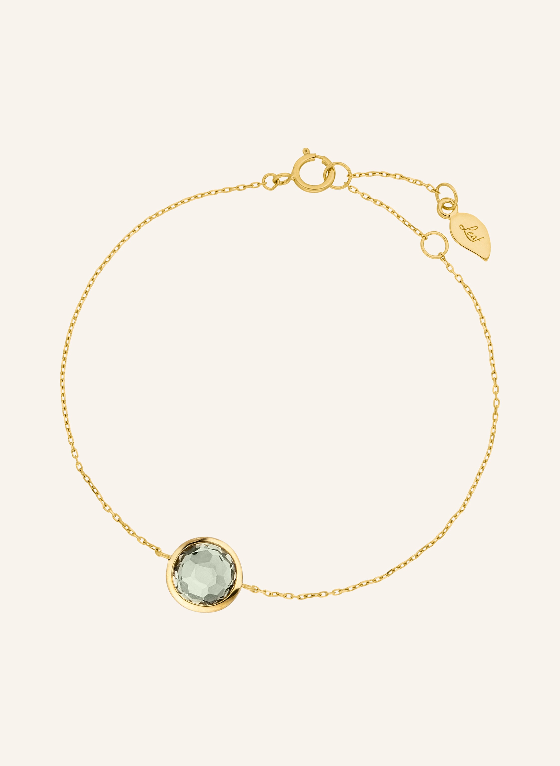 Leaf Armband GREEN AMETHYST aus 14 Karat Gelbgold